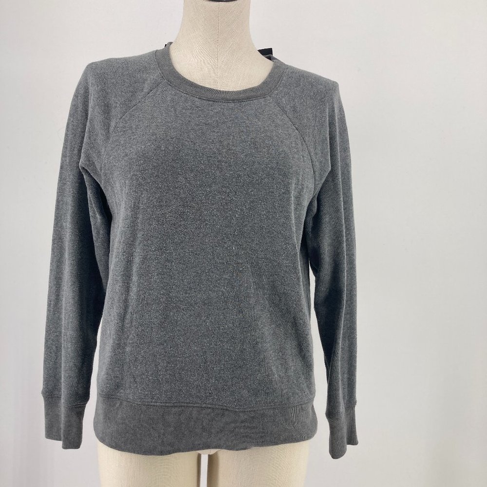 J. Crew Bow-back Fleece Sweatshirt Gray Black Long Sleeve Size Small